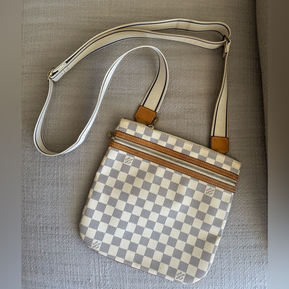 Louis Vuitton Bosphore White Damier Azur Canvas Shoulder Bag
